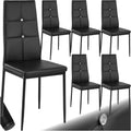 Set di 6 Sedie da Pranzo Imbottite in Similpelle con Gambe in Acciaio