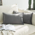 Set di 2 Federe Decorative in Velluto con Bordo Avvolto 30 ¡Á 50 cm Grigio