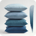 Set di 4 Federe per Cuscini in Velluto Elegante con Cerniera Invisibile per Divano e Camera da Letto Blu 45 x 45