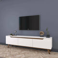 Mobile Porta TV con Credenza Bassa Bianco e Noce 180 x 35 x 49