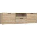 Mobile Porta TV con Ripiani per Televisori fino a 60 Pollici Rovere Sonoma 140 x 35 x 40