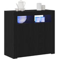Credenza Compatta Moderna Rovere Nero 80 x 35 x 75
