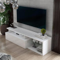 Mobile Porta TV con Credenza Bassa Bianco Opaco e Bianco Lucido 160 x 38 x 41