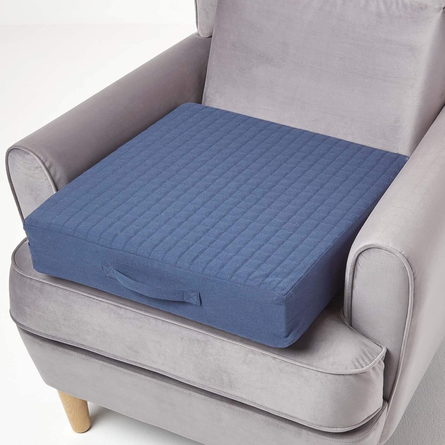 Cuscino Ortopedico Trapuntato in Schiuma Rigida 50 ¡Á 50 ¡Á 10 cm con Rivestimento Lavabile Blu