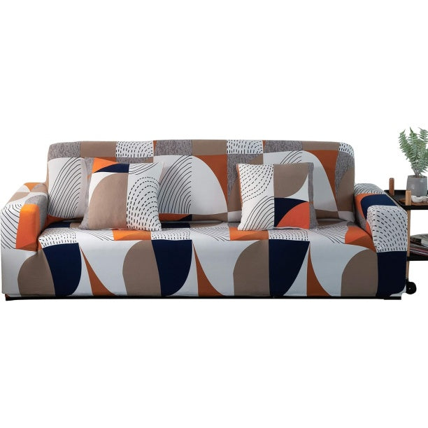 Copertura Stretch per Divani da Uno a Quattro Posti con Fantasia Geometrica Multicolore Vestibilit¨¤ Estensibile Versione Quattro Posti 231¨C300