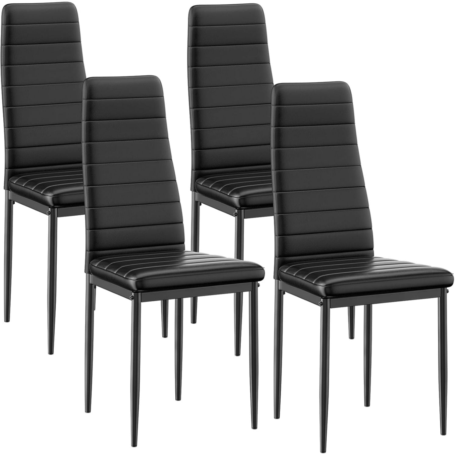 Set di 4 Sedie Imbottite con Schienale Alto e Gambe in Metallo