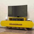 Mobile Porta TV con Credenza Bassa Noce e Giallo 145 x 37 x 50